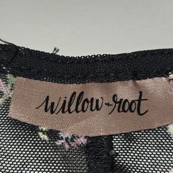 Willow + Root Womens XS Mesh Sheer Top Floral Faux Wrap Cover Up Topper Feminine - Picture 2 of 10